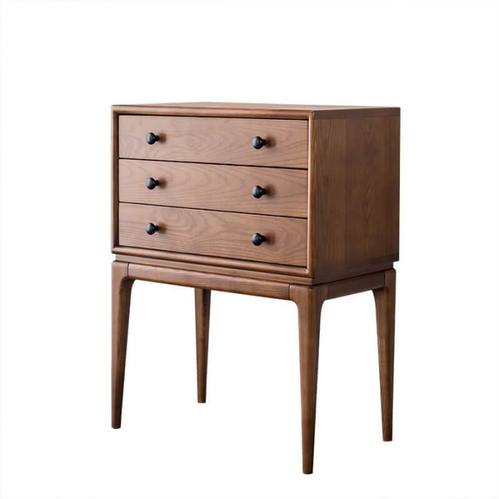 Hiroko - Living Room Ash Wood Three-story Drawer Cabinet
