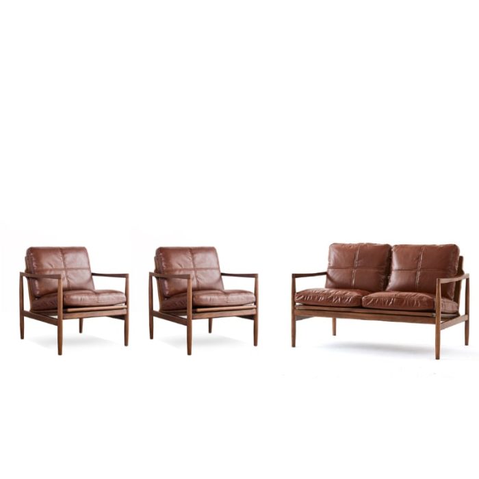 Hiroko - Solid Ash Wood & Leather Armchair ?? Reading Chair | Double Sofa - Image 17