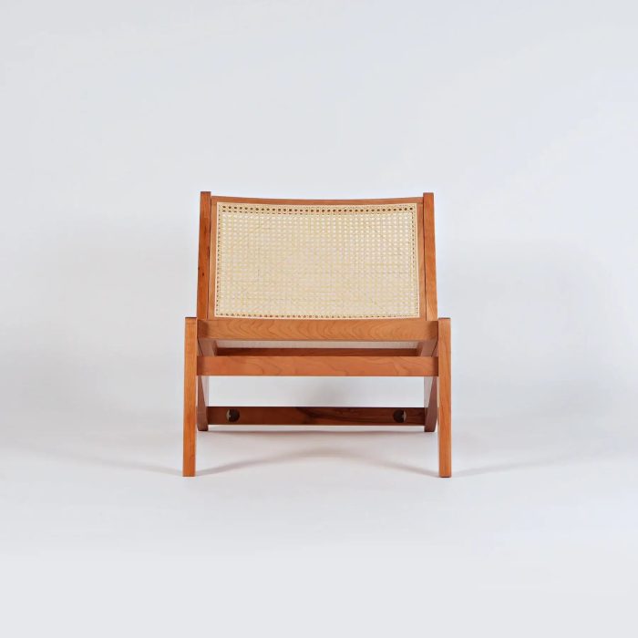 Akai Rika - Cherry Wooden & Rattan Lounge Chair - Image 12