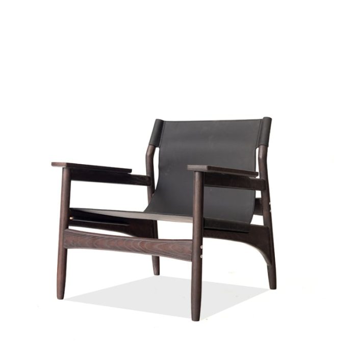 Kazue - Solid Ash Wood & Microfiber Leather Armchair ?? Reading Chair