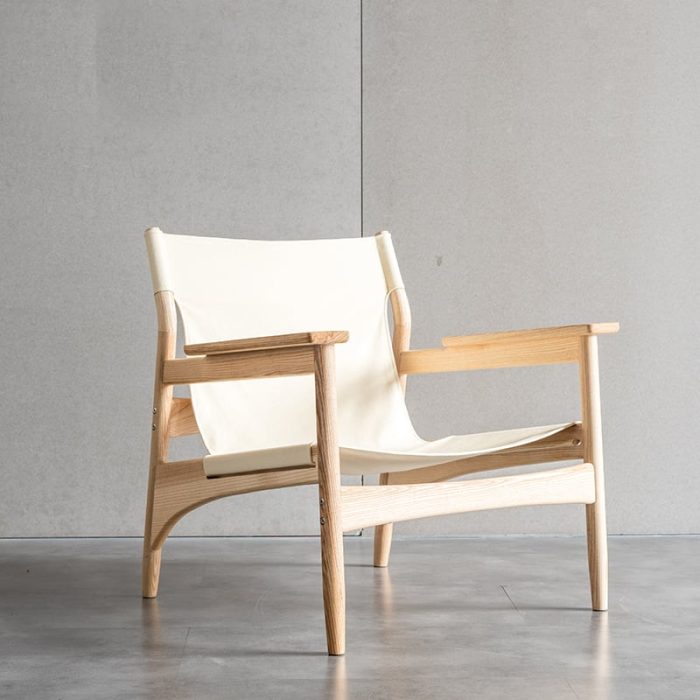 Kazue - Solid Ash Wood & Canvas Armchair ?? Reading Chair - Image 2