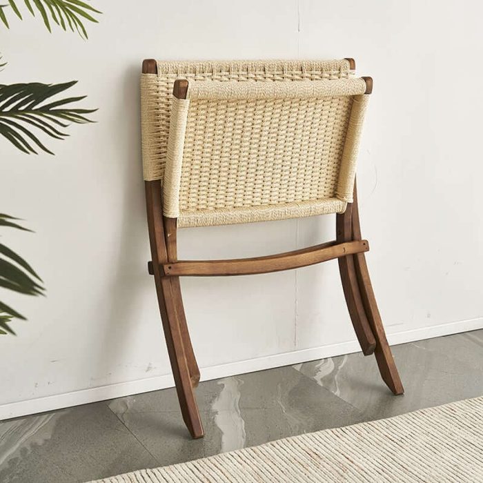 Tomomi-KPR Folding Lounge Chair - Solid Wood & Kraft Paper Rope - Image 9
