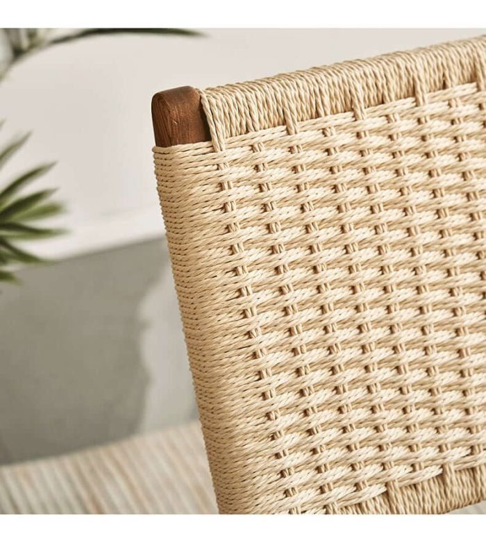 Tomomi-KPR Folding Lounge Chair - Solid Wood & Kraft Paper Rope - Image 12