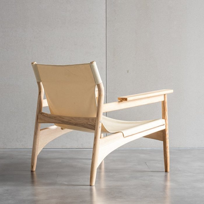 Kazue - Solid Ash Wood & Canvas Armchair ?? Reading Chair - Image 4