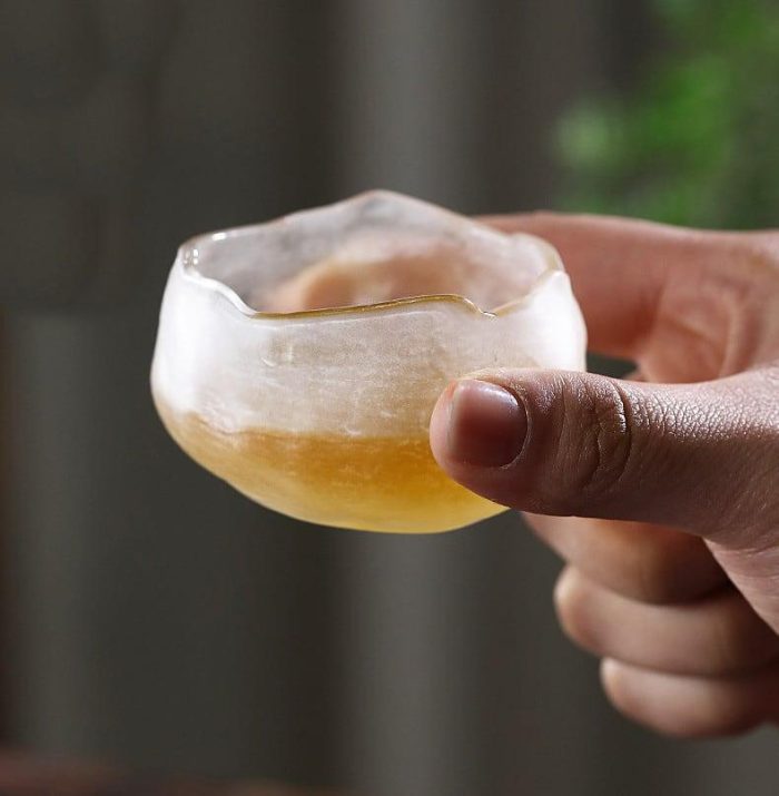 ADO Japanese Thick Hammer Pattern Small Glass Teacup - 6 pcs - Image 5