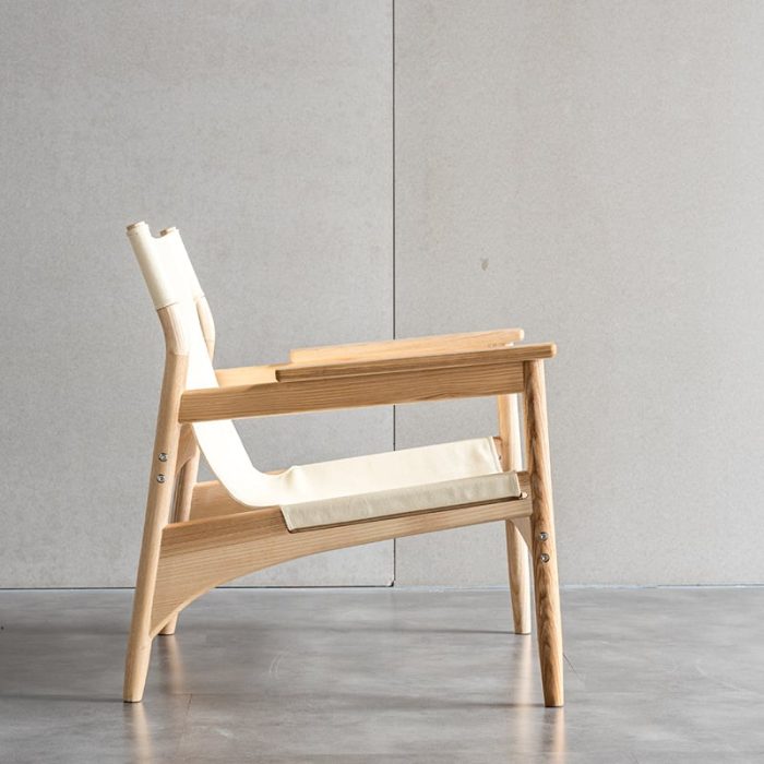 Kazue - Solid Ash Wood & Canvas Armchair ?? Reading Chair - Image 3