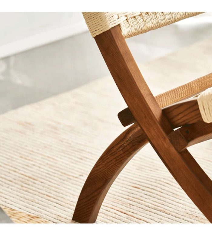 Tomomi-KPR Folding Lounge Chair - Solid Wood & Kraft Paper Rope - Image 10