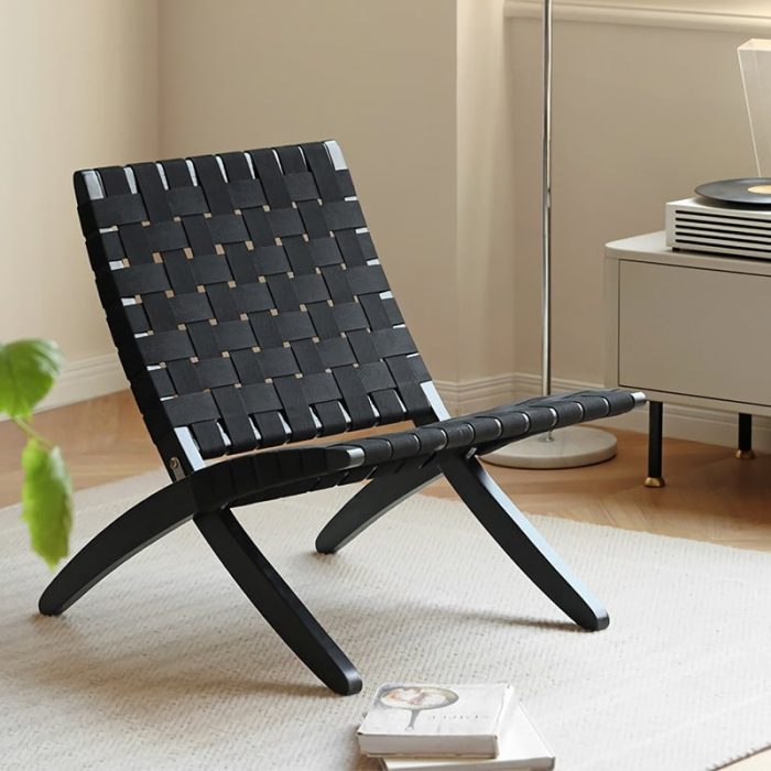 Tomomi-CW Folding Lounge Chair - Solid Wood & Canvas Woven - Image 5