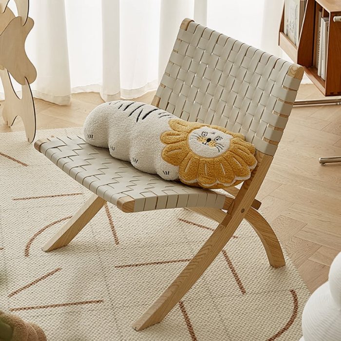 Tomomi-ML Folding Lounge Chair - Solid Wood & Microfiber Leather - Image 4