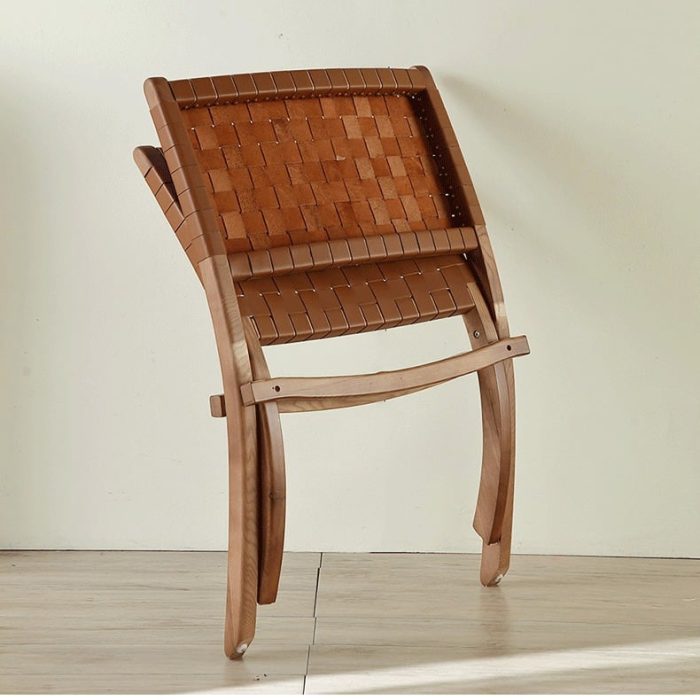 Tomomi-ML Folding Lounge Chair - Solid Wood & Microfiber Leather - Image 5