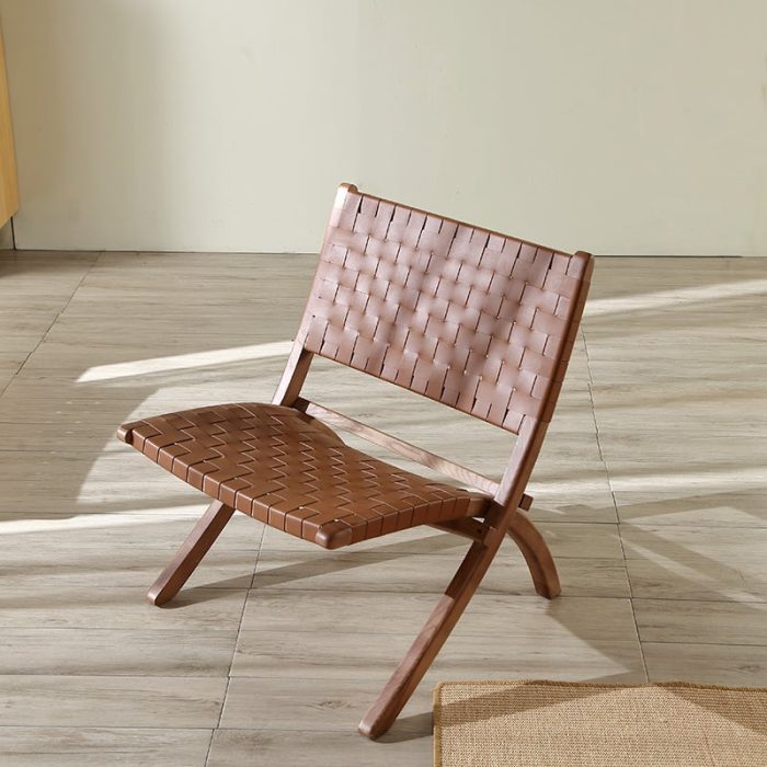 Tomomi-ML Folding Lounge Chair - Solid Wood & Microfiber Leather - Image 7