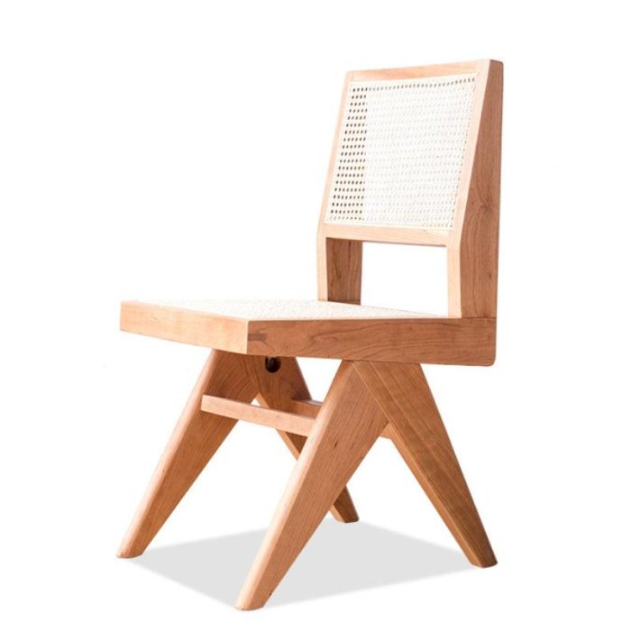 Akai Rika - Cherry Wooden & Rattan Side Chair | Dining Chair