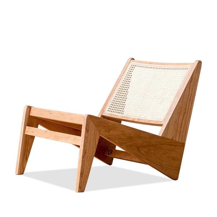 Akai Rika - Cherry Wooden & Rattan Lounge Chair