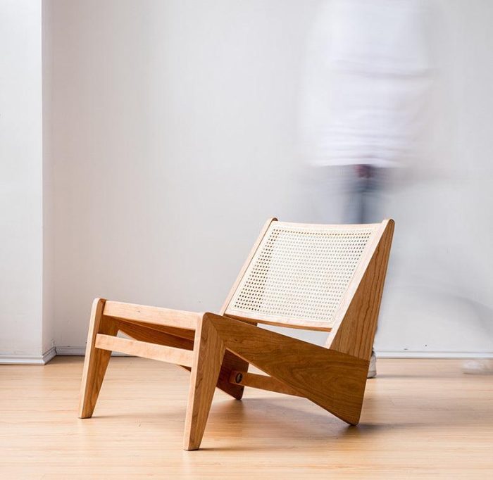 Akai Rika - Cherry Wooden & Rattan Lounge Chair - Image 2