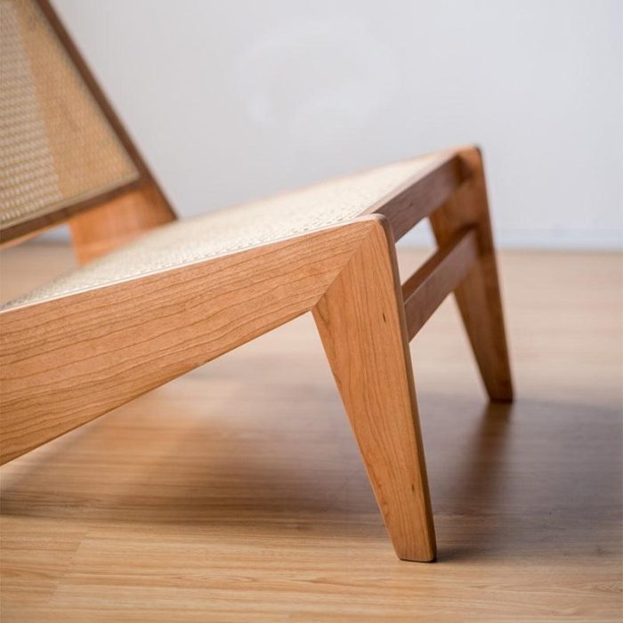 Akai Rika - Cherry Wooden & Rattan Lounge Chair - Image 4