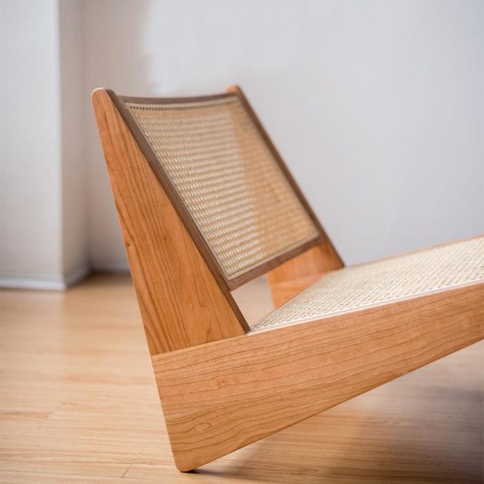 Akai Rika - Cherry Wooden & Rattan Lounge Chair - Image 5