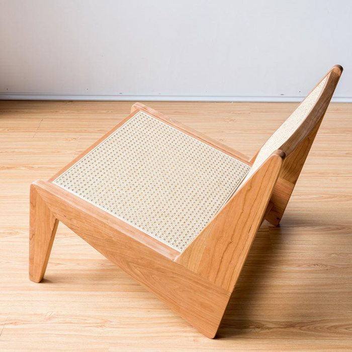Akai Rika - Cherry Wooden & Rattan Lounge Chair - Image 3