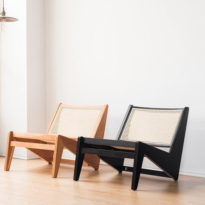 Akai Rika - Cherry Wooden & Rattan Lounge Chair - Image 8