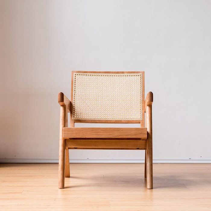 Akai Rika - Solid Wood & Rattan Lounge Chair With Armrests 70 - Image 8