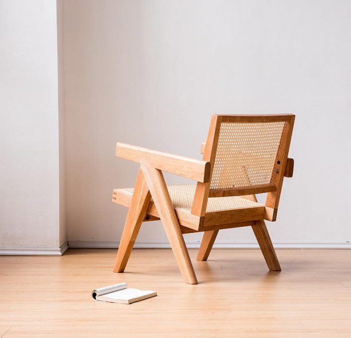 Akai Rika - Solid Wood & Rattan Lounge Chair With Armrests 70 - Image 6