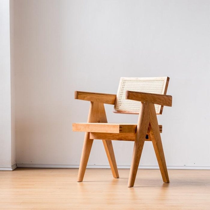 Akai Rika - Solid Wood & Rattan Armchair | Reading Chair 80 - Image 2