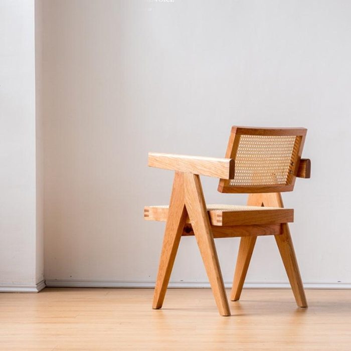 Akai Rika - Solid Wood & Rattan Armchair | Reading Chair 80 - Image 4