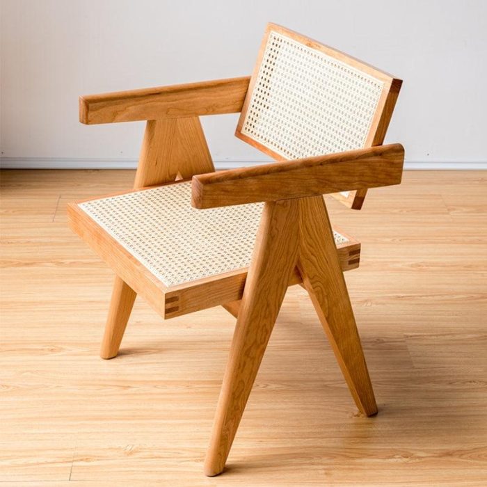 Akai Rika - Solid Wood & Rattan Armchair | Reading Chair 80 - Image 3