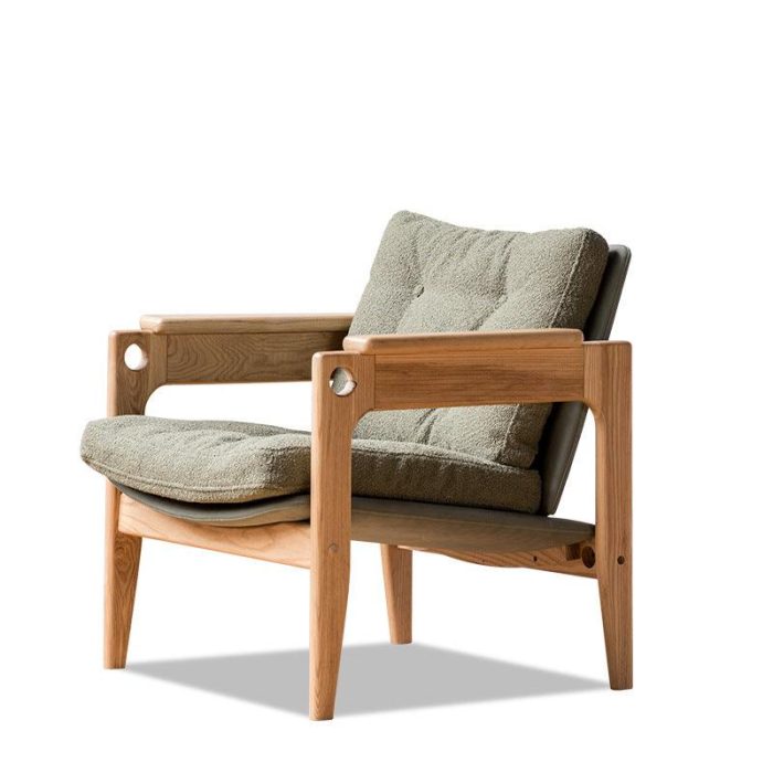 Azami - Solid Ash Wood & Fabric Armchair ?? Reading Chair