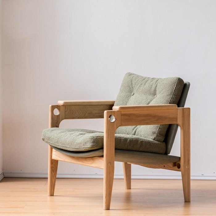 Azami - Solid Ash Wood & Fabric Armchair ?? Reading Chair - Image 3