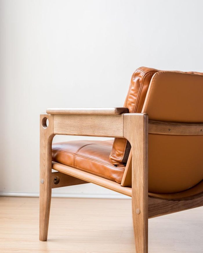 Azami - Solid Ash Wood & Genuine Leather Armchair ?? Reading Chair - Image 9