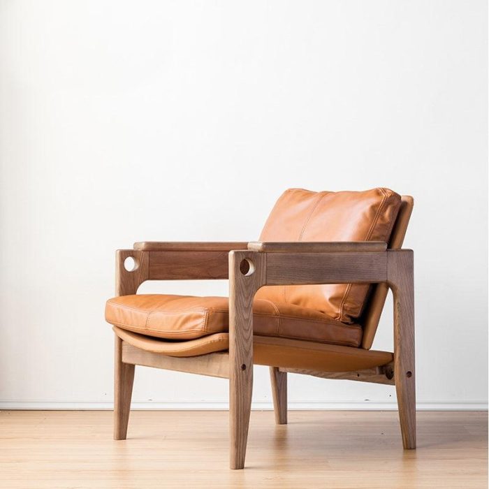 Azami - Solid Ash Wood & Genuine Leather Armchair ?? Reading Chair - Image 2