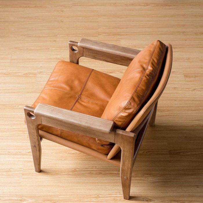 Azami - Solid Ash Wood & Genuine Leather Armchair ?? Reading Chair - Image 3
