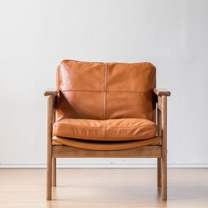 Azami - Solid Ash Wood & Genuine Leather Armchair ?? Reading Chair - Image 4