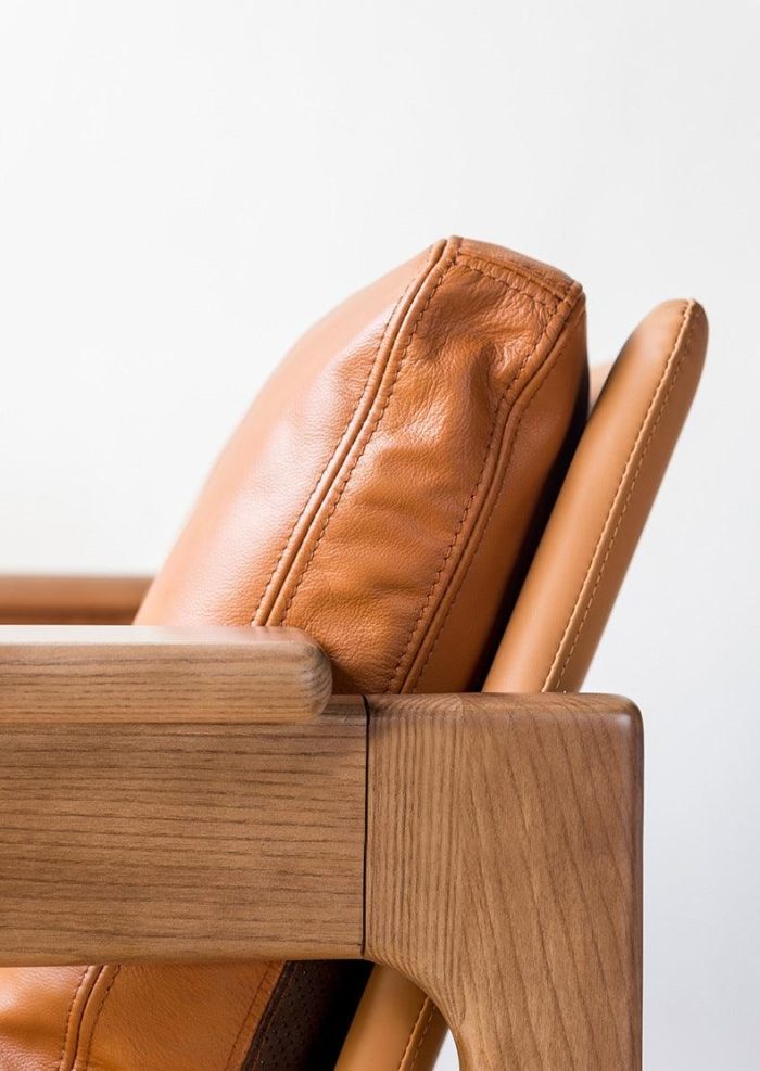 Azami - Solid Ash Wood & Genuine Leather Armchair ?? Reading Chair - Image 6