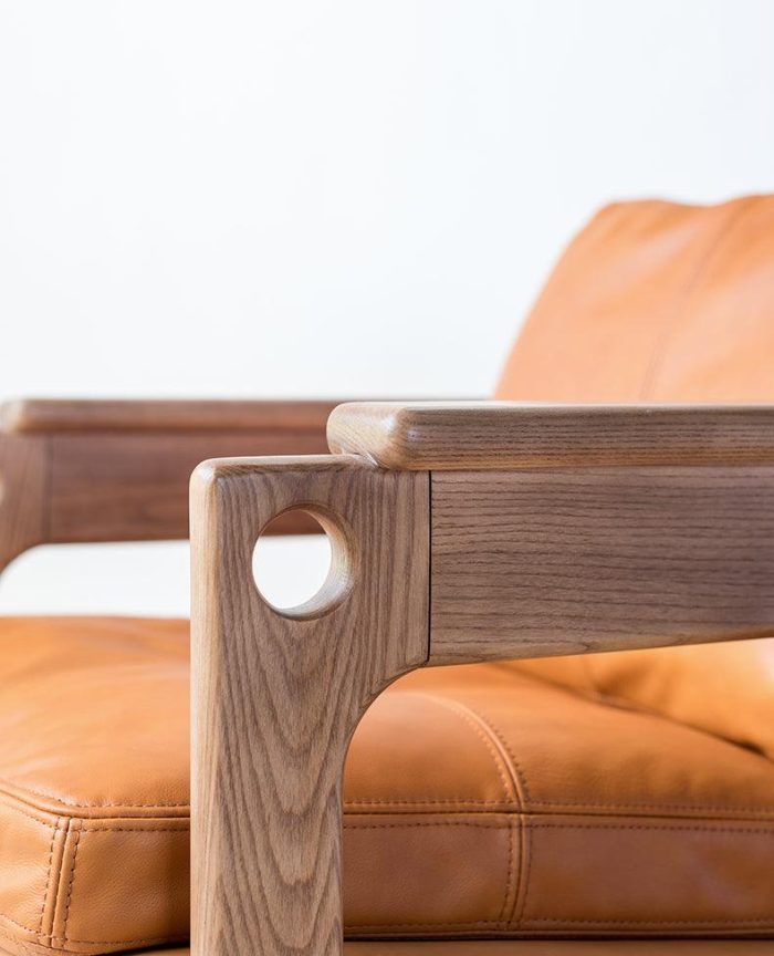 Azami - Solid Ash Wood & Genuine Leather Armchair ?? Reading Chair - Image 7