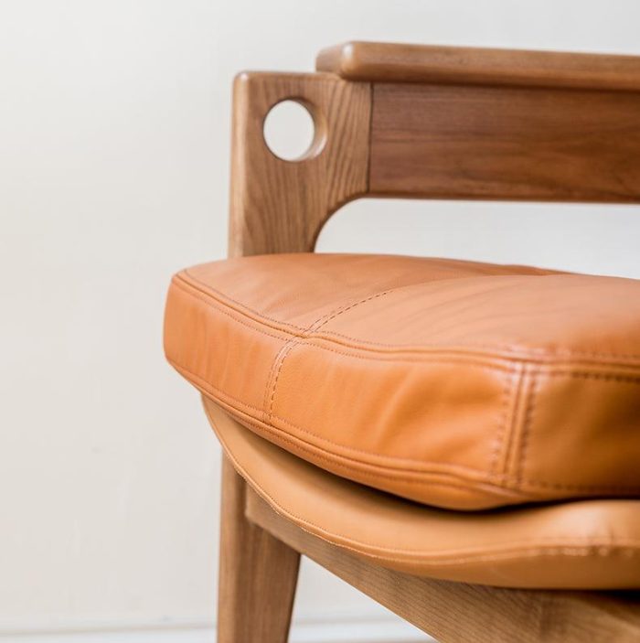 Azami - Solid Ash Wood & Genuine Leather Armchair ?? Reading Chair - Image 8