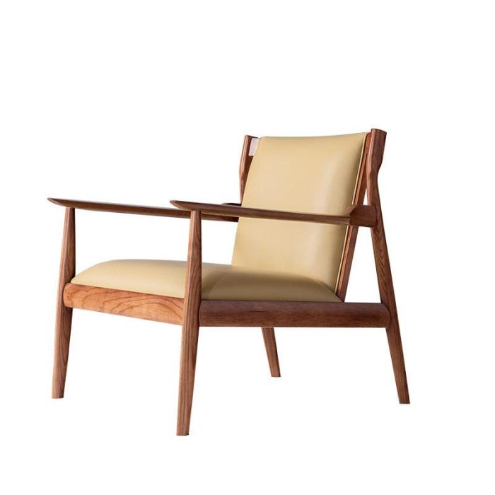 Douk - Solid Ash Wood & Leather Armchair ?? Reading Chair
