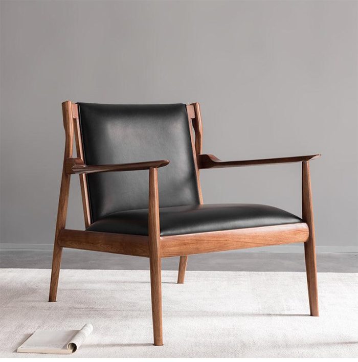 Douk - Solid Ash Wood & Leather Armchair ?? Reading Chair - Image 2