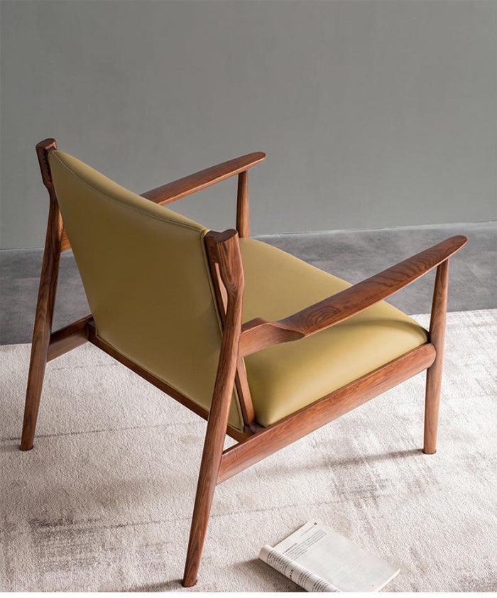 Douk - Solid Ash Wood & Leather Armchair ?? Reading Chair - Image 6