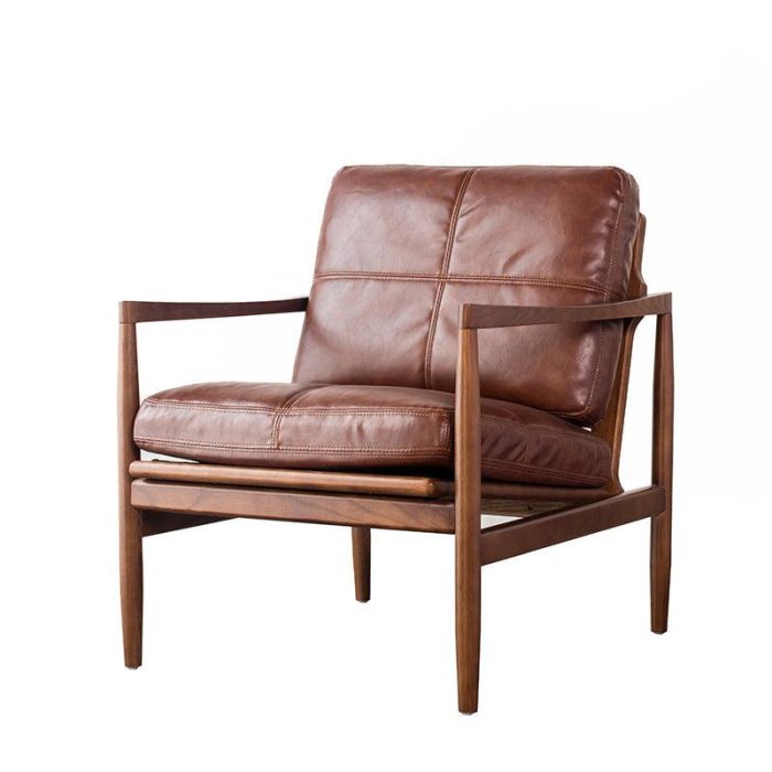 Hiroko - Solid Ash Wood & Leather Armchair ?? Reading Chair | Double Sofa