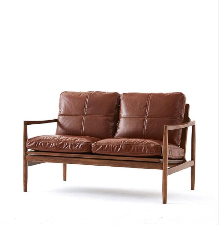 Hiroko - Solid Ash Wood & Leather Armchair ?? Reading Chair | Double Sofa - Image 13