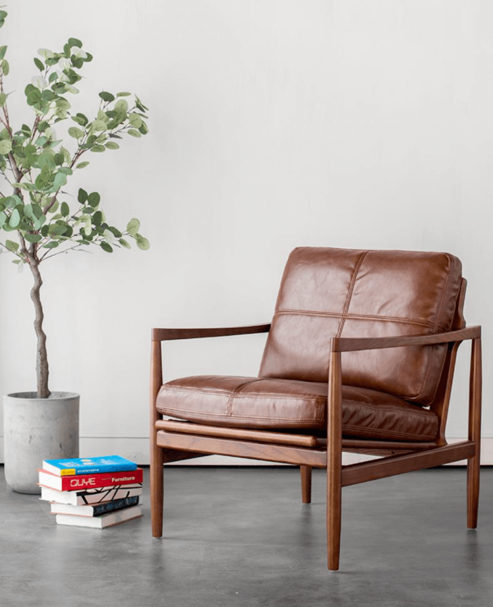 Hiroko - Solid Ash Wood & Leather Armchair ?? Reading Chair | Double Sofa - Image 2