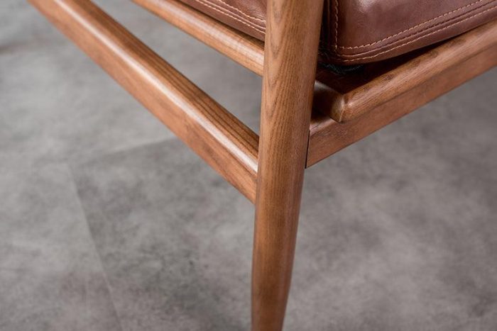 Hiroko - Solid Ash Wood & Leather Armchair ?? Reading Chair | Double Sofa - Image 7