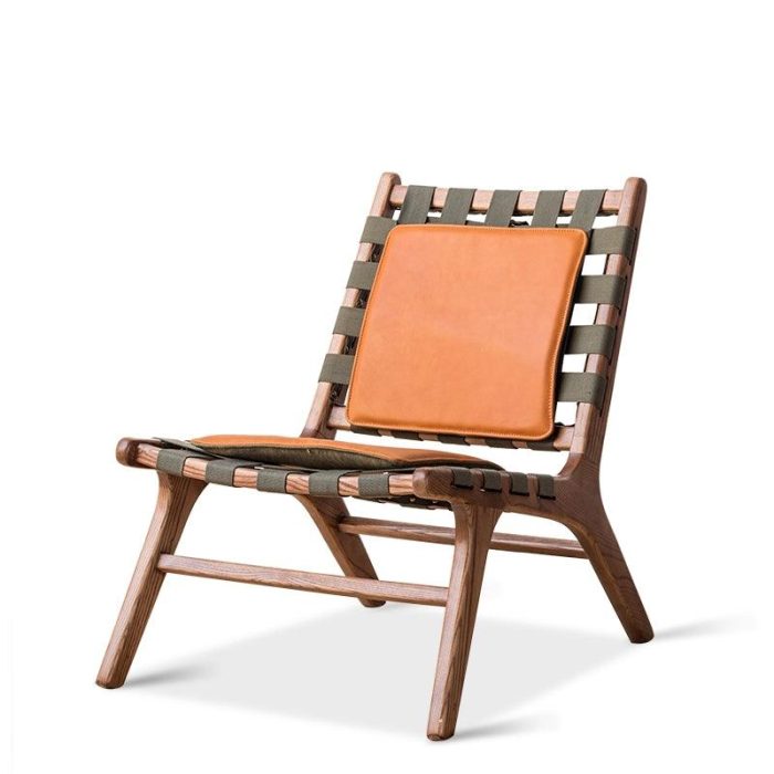 Juan - Solid Ash Wood & Leather Lounge Chair ?? Reading Chair