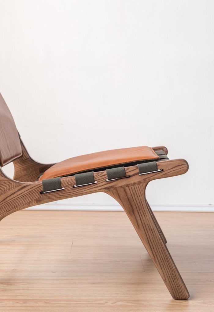 Juan - Solid Ash Wood & Leather Lounge Chair ?? Reading Chair - Image 5