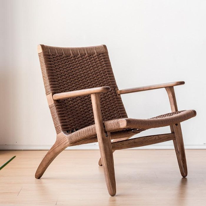 Kojii- Solid Ash Wood & Kraft Paper Rope Armchair ?? Reading Chair - Image 3