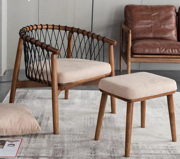 Rikuto - Solid Ash Wood & Cotton Armchair??Reading Chair - Image 2