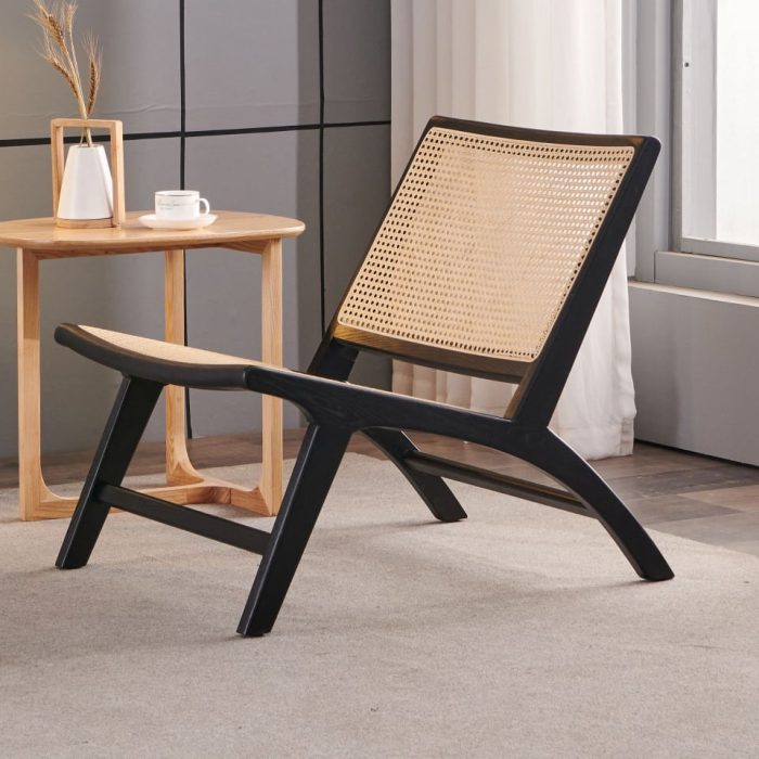 Tomomi- Solid Ash Wood & Rattan Armchair ?? Reading Chair - Image 9