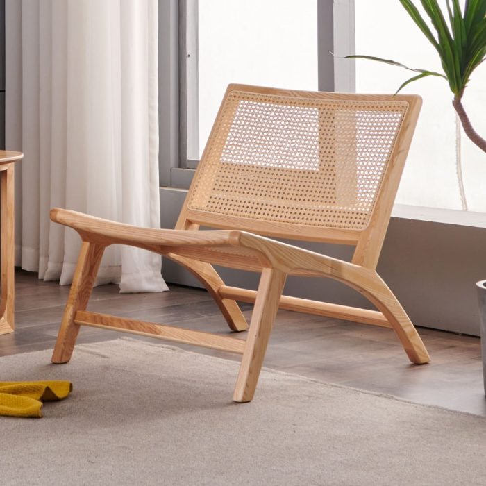 Tomomi- Solid Ash Wood & Rattan Armchair ?? Reading Chair - Image 3