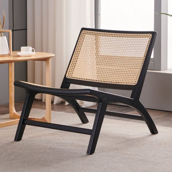 Tomomi- Solid Ash Wood & Rattan Armchair ?? Reading Chair - Image 2